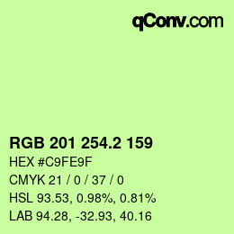 カラーコード: RGB 201 254.2 159 | qconv.com