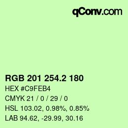 カラーコード: RGB 201 254.2 180 | qconv.com