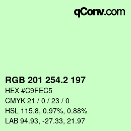 カラーコード: RGB 201 254.2 197 | qconv.com