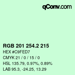 カラーコード: RGB 201 254.2 215 | qconv.com