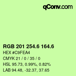 カラーコード: RGB 201 254.6 164.6 | qconv.com