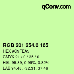 カラーコード: RGB 201 254.6 165 | qconv.com