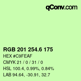 カラーコード: RGB 201 254.6 175 | qconv.com