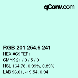 カラーコード: RGB 201 254.6 241 | qconv.com