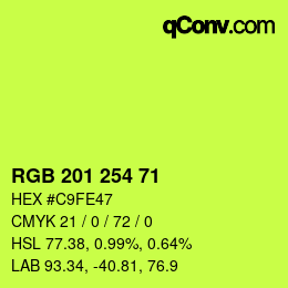 カラーコード: RGB 201 254 71 | qconv.com