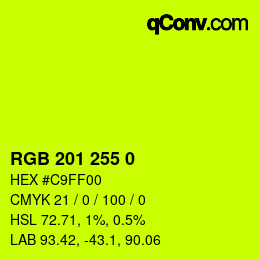 Color code: RGB 201 255 0 | qconv.com
