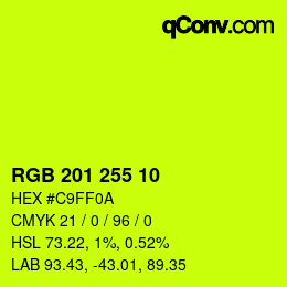 Color code: RGB 201 255 10 | qconv.com