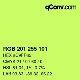 Color code: RGB 201 255 101 | qconv.com