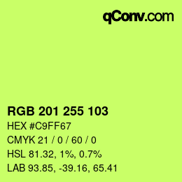 Color code: RGB 201 255 103 | qconv.com