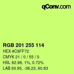 Color code: RGB 201 255 114 | qconv.com