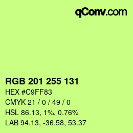 Color code: RGB 201 255 131 | qconv.com