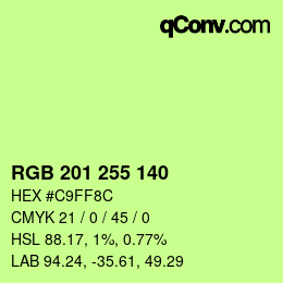 Color code: RGB 201 255 140 | qconv.com