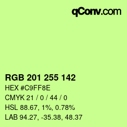 Color code: RGB 201 255 142 | qconv.com