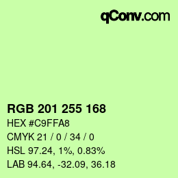 Color code: RGB 201 255 168 | qconv.com