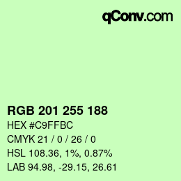 Color code: RGB 201 255 188 | qconv.com