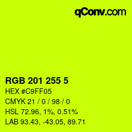 Color code: RGB 201 255 5 | qconv.com
