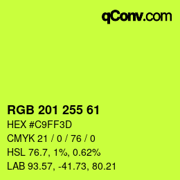 Color code: RGB 201 255 61 | qconv.com