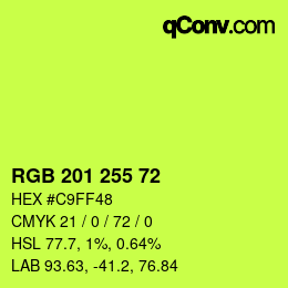 Color code: RGB 201 255 72 | qconv.com