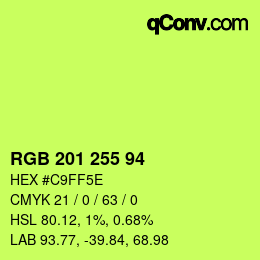 Color code: RGB 201 255 94 | qconv.com