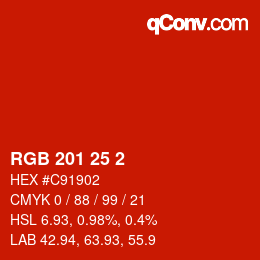 Color code: RGB 201 25 2 | qconv.com