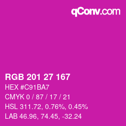 Color code: RGB 201 27 167 | qconv.com