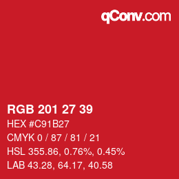 Color code: RGB 201 27 39 | qconv.com