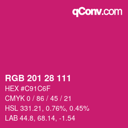Color code: RGB 201 28 111 | qconv.com