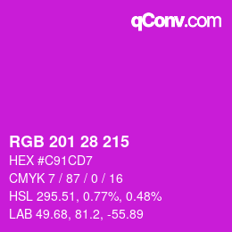 Color code: RGB 201 28 215 | qconv.com