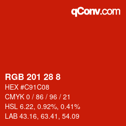 颜色代码: RGB 201 28 8 | qconv.com