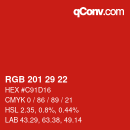 Color code: RGB 201 29 22 | qconv.com
