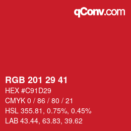Color code: RGB 201 29 41 | qconv.com