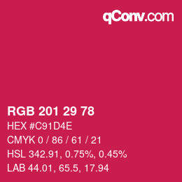 Color code: RGB 201 29 78 | qconv.com