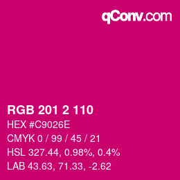 Color code: RGB 201 2 110 | qconv.com