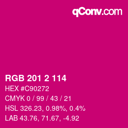 Color code: RGB 201 2 114 | qconv.com