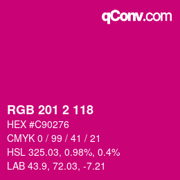 Color code: RGB 201 2 118 | qconv.com