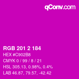 Color code: RGB 201 2 184 | qconv.com