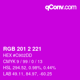 Color code: RGB 201 2 221 | qconv.com