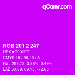Color code: RGB 201 2 247 | qconv.com