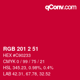 カラーコード: RGB 201 2 51 | qconv.com