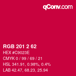 カラーコード: RGB 201 2 62 | qconv.com