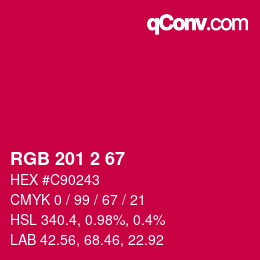 Color code: RGB 201 2 67 | qconv.com