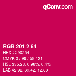Color code: RGB 201 2 84 | qconv.com
