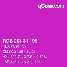 Color code: RGB 201 31 199 | qconv.com