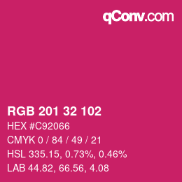 Color code: RGB 201 32 102 | qconv.com