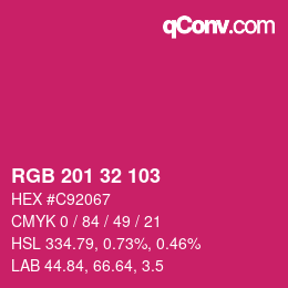 Color code: RGB 201 32 103 | qconv.com