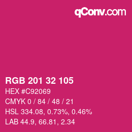 Color code: RGB 201 32 105 | qconv.com
