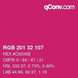 Color code: RGB 201 32 107 | qconv.com