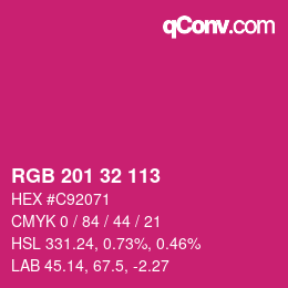 Color code: RGB 201 32 113 | qconv.com