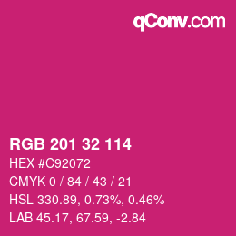 Color code: RGB 201 32 114 | qconv.com