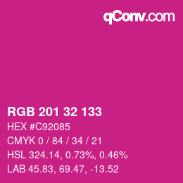 カラーコード: RGB 201 32 133 | qconv.com